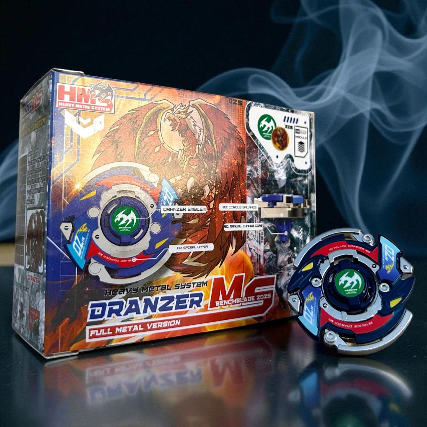 Full Metal Beyblade Dranzer MS - HMS Repro (Zinc+Nickel plated)