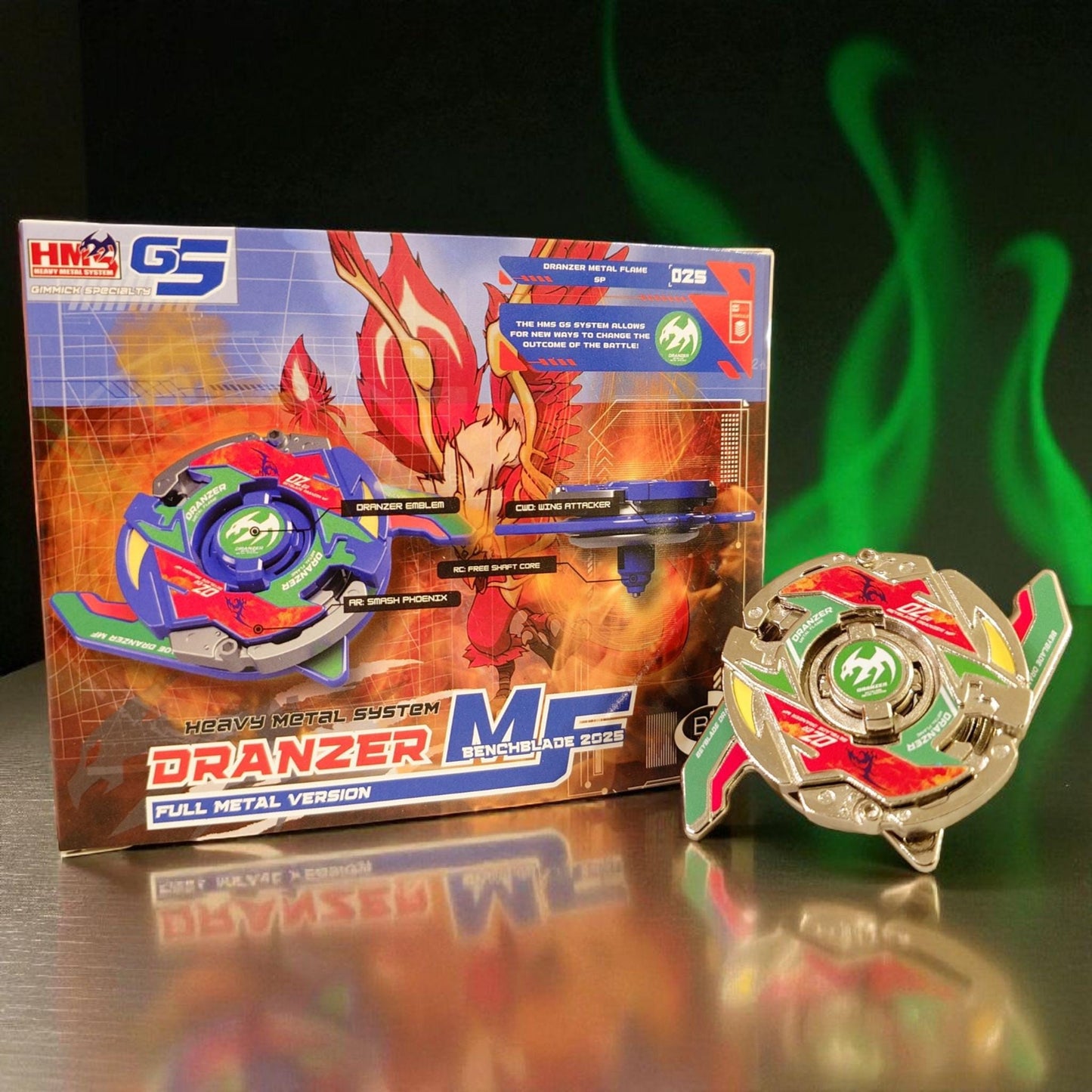 Full Metal Beyblade Dranzer MF - HMS Repro (Zinc+Nickel plated)
