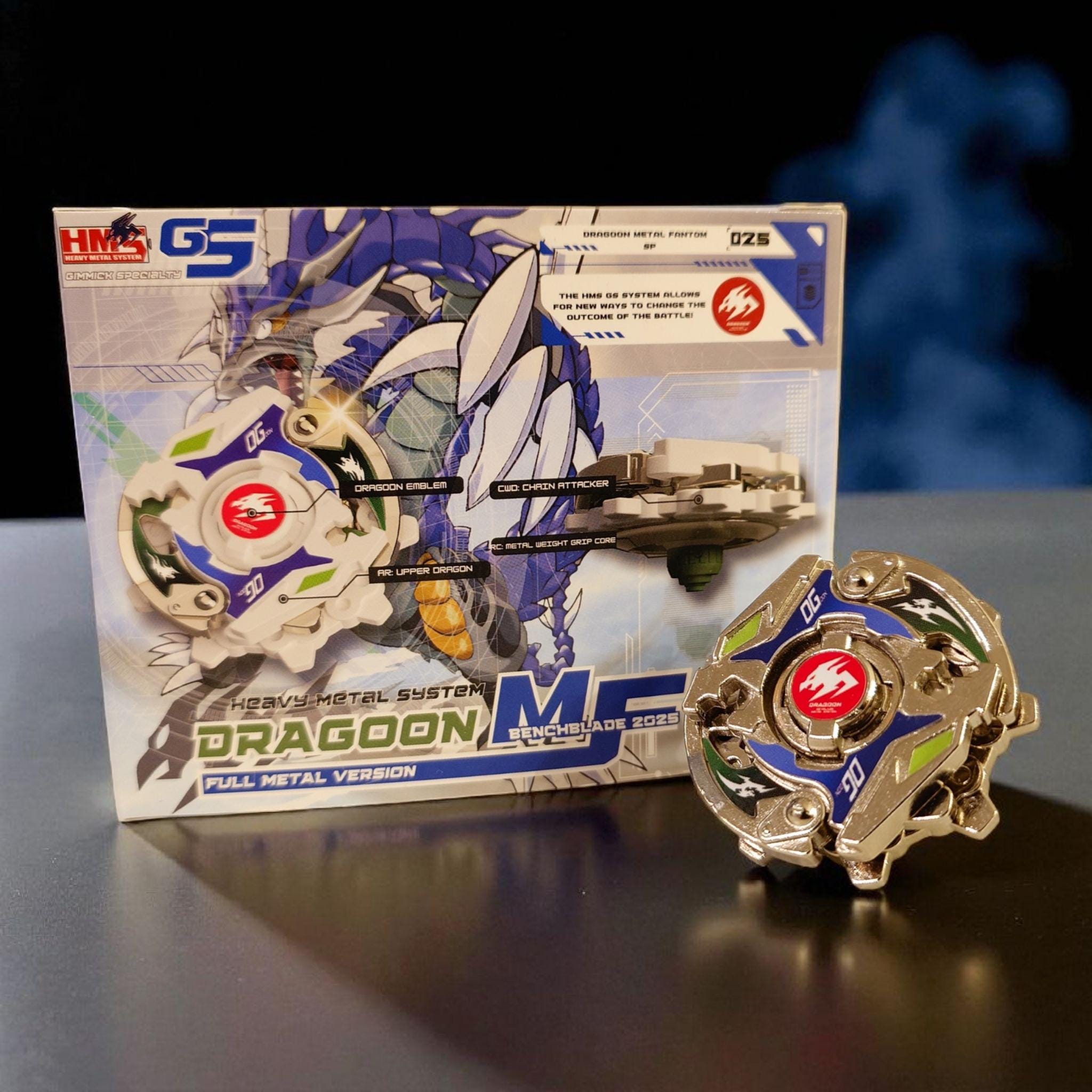 Full Metal Beyblade Dragoon MF - HMS Repro (Zinc+Nickel plated
