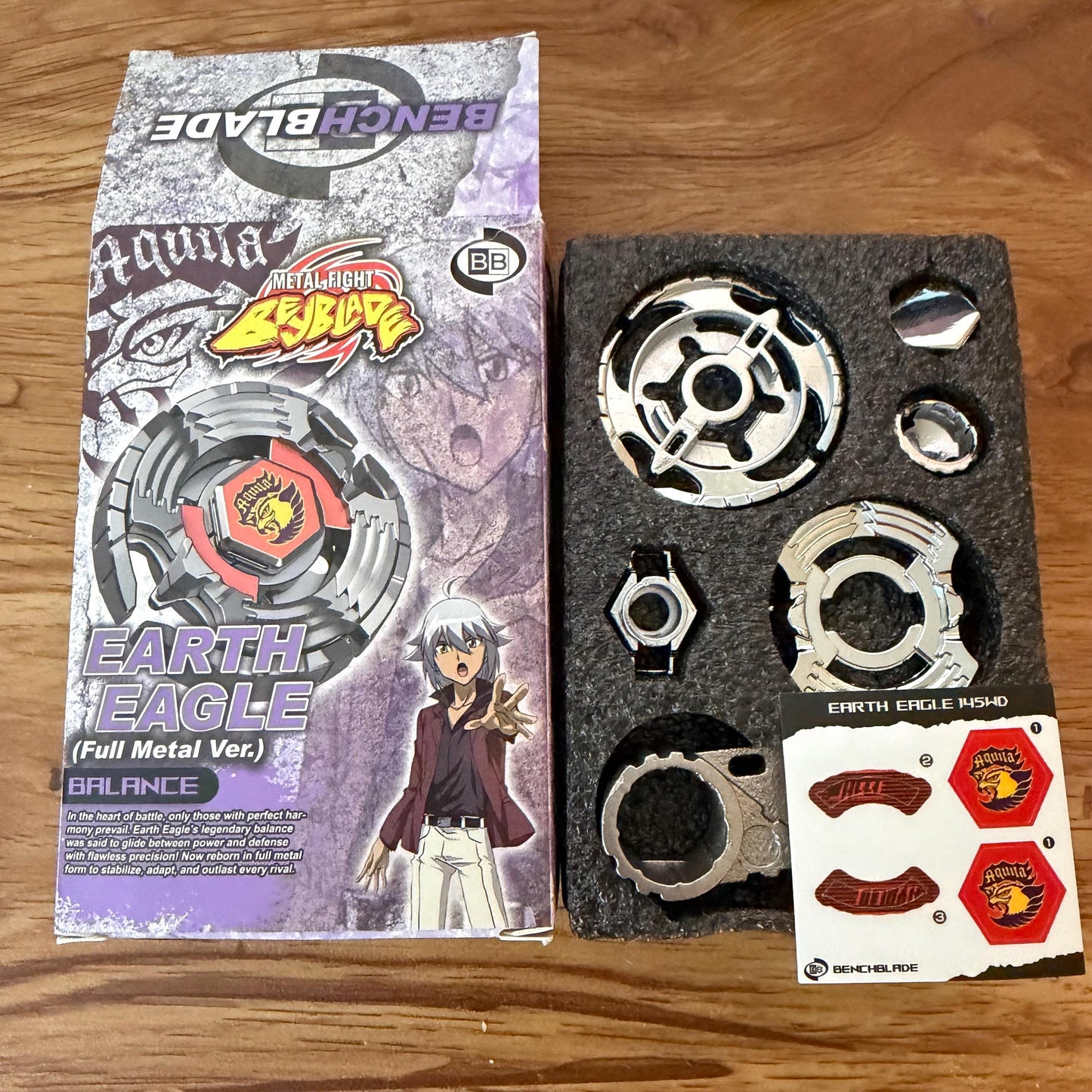 FULL METAL Beyblade Earth Eagle - Aquilla (Zinc+Nickel Plated) (Metal Fight)