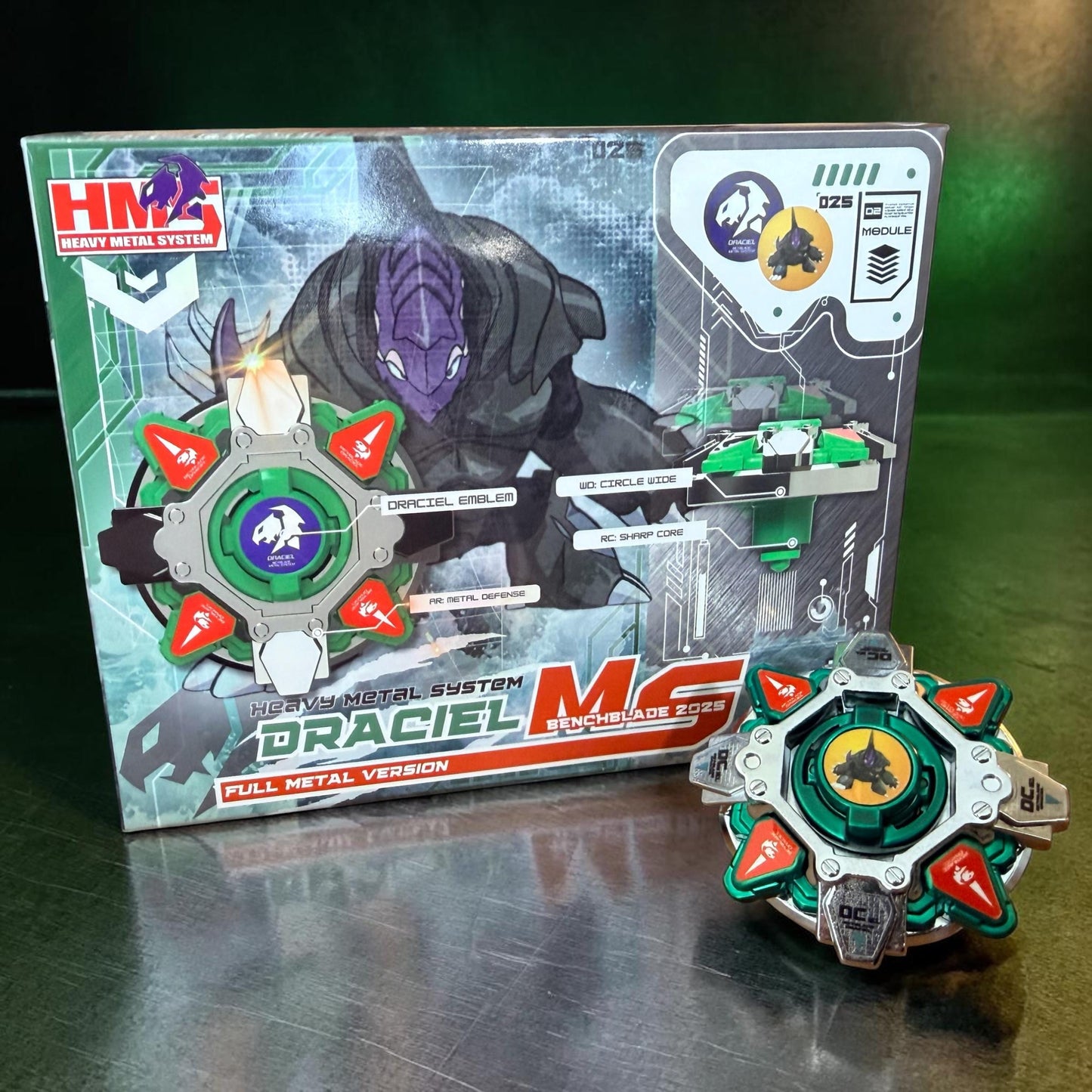 Full Metal Beyblade Draciel MS - HMS Repro (Zinc+Chrome plated)