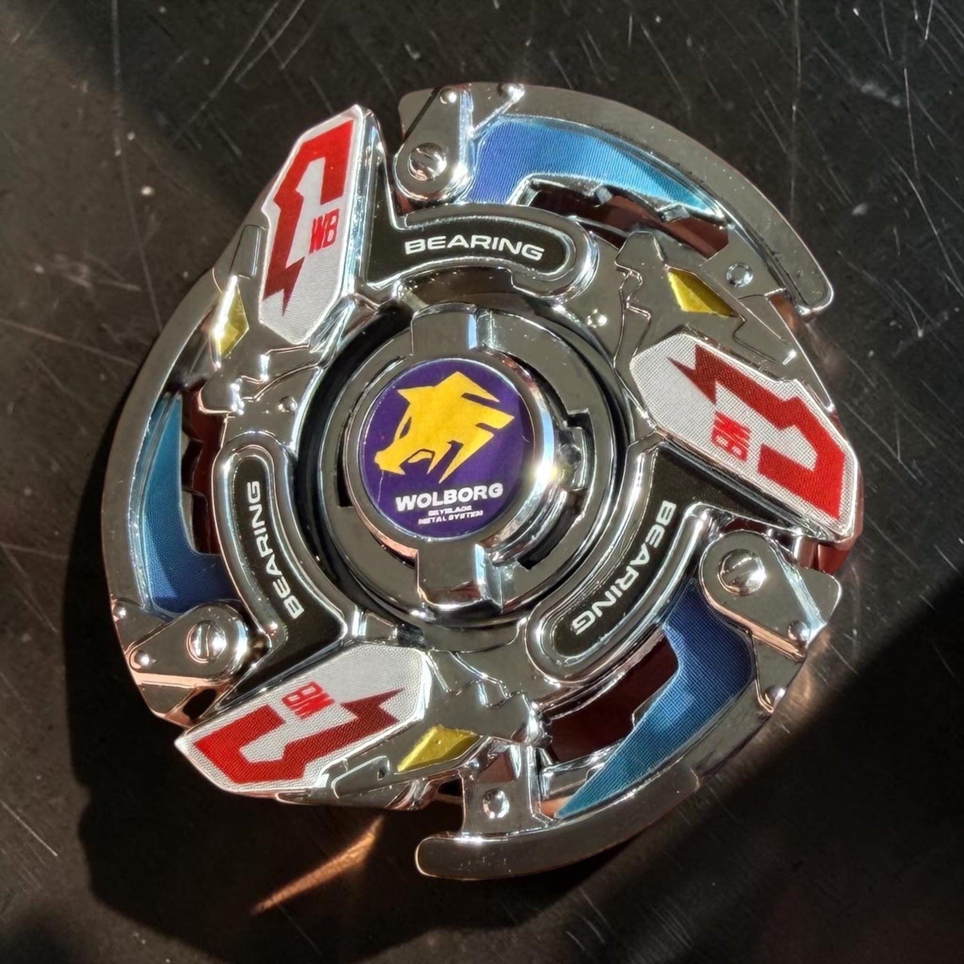 Full Metal Beyblade Wolborg MS - HMS Repro (Zinc+Chrome plated)